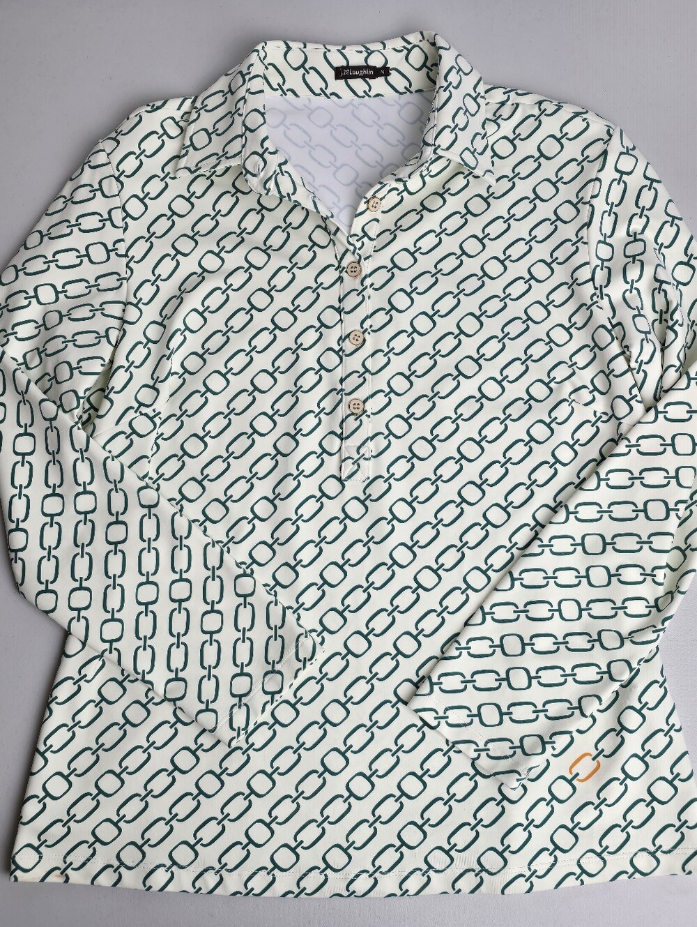 J McLaughlin Catalina Cloth Equestrian Chain Print Blouse Long Sleeve Top M - Picture 4 of 8